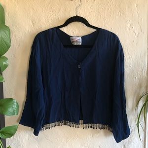 Navy Blue One Button Cover Up